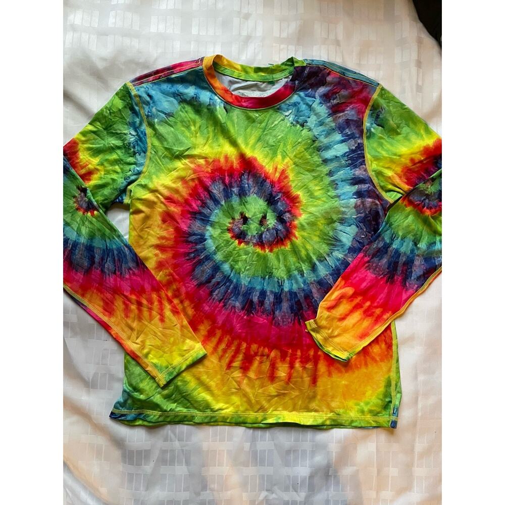 INGEAR kids Multicolor Tie-Dye Stretch Knit Long Sleeve Crew Neck T-Shirt 10/12